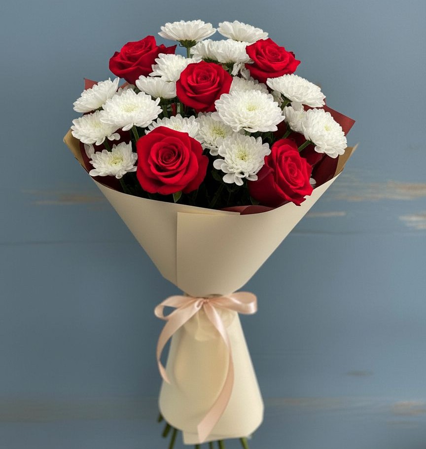 Букет цветов из: Розы и Хризантемы в Иславское