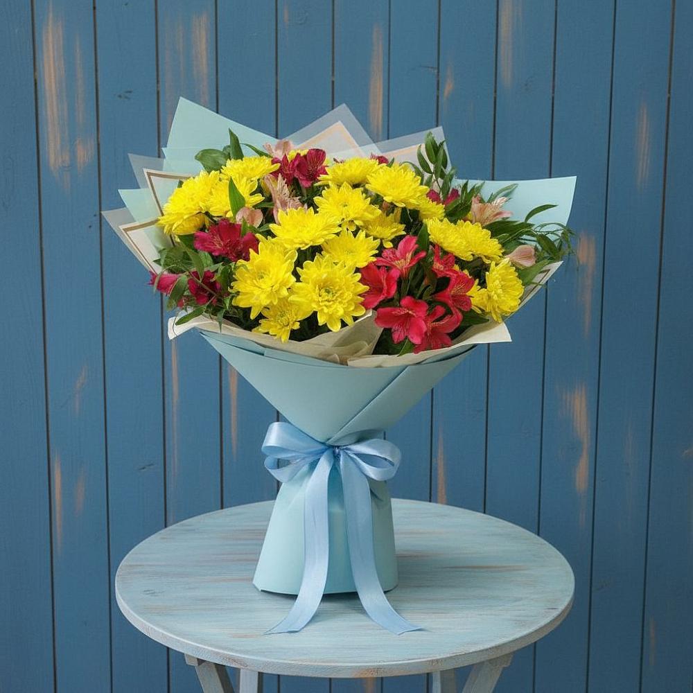 Букет цветов из: Альстромерии и Хризантемы в Иславское