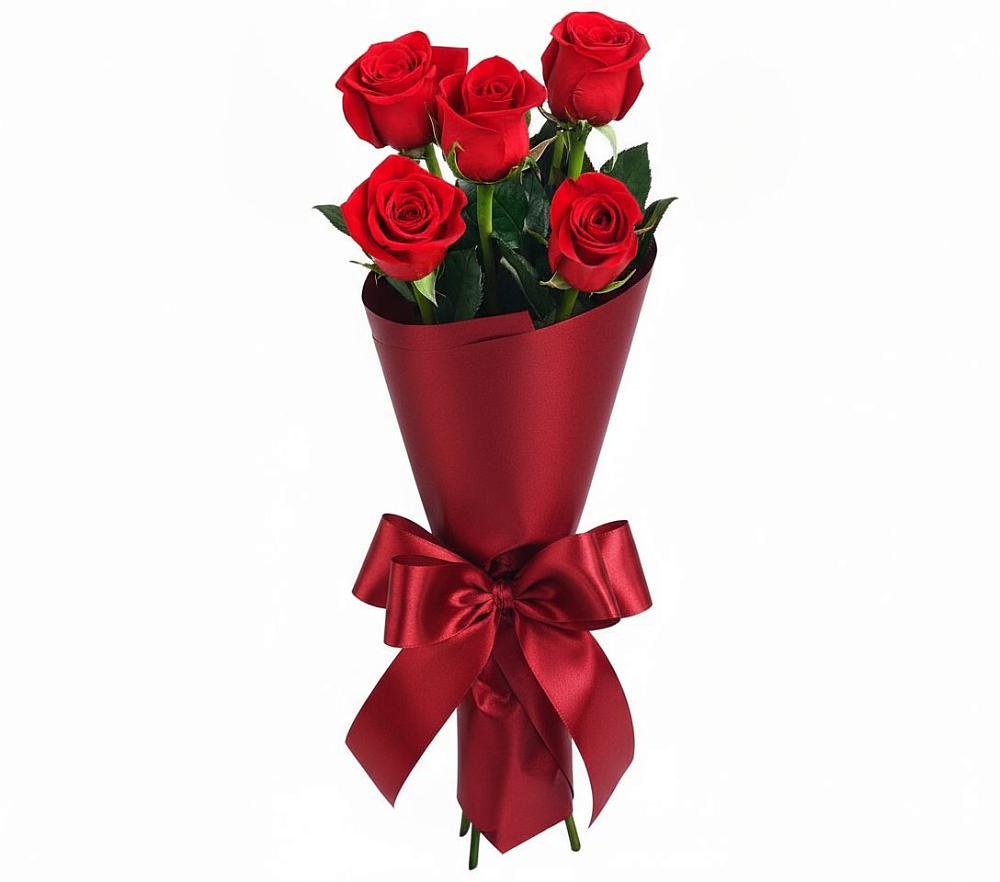 Букет 5 Красных роз Эдлесс Лав в Иславское