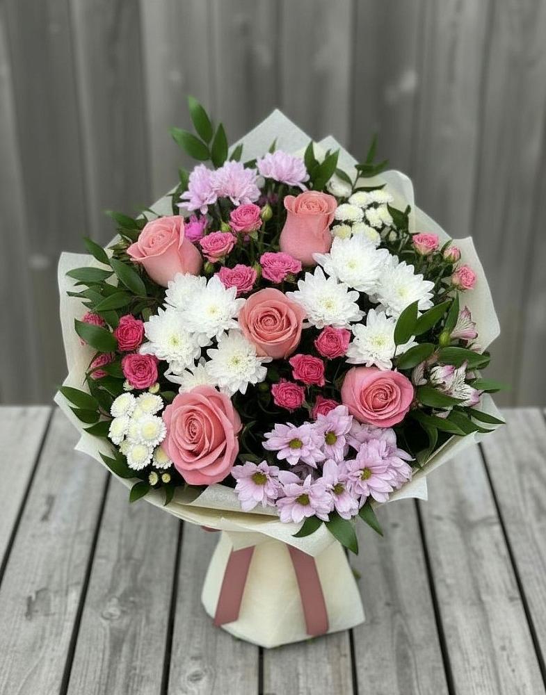 Букет цветов из: Альстромерии, Гвоздики, Розы и Хризантемы в Иславское