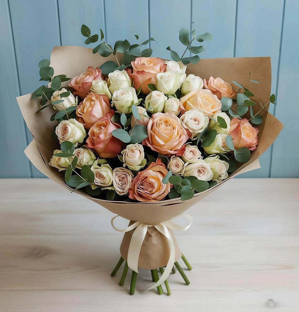 Букет цветов из: Альстромерии и Розы в Иславское