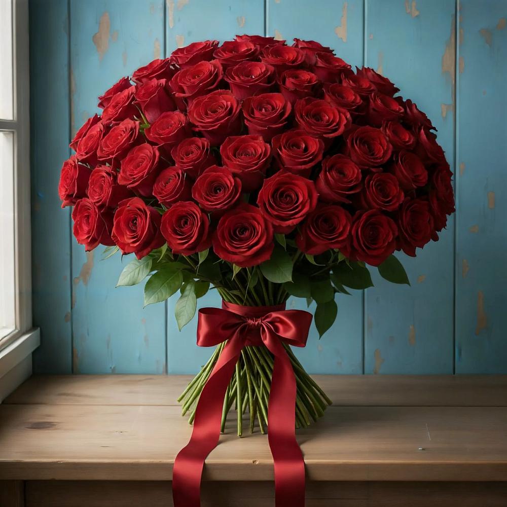 Букет Красные розы Блэк Меджик в Иславское