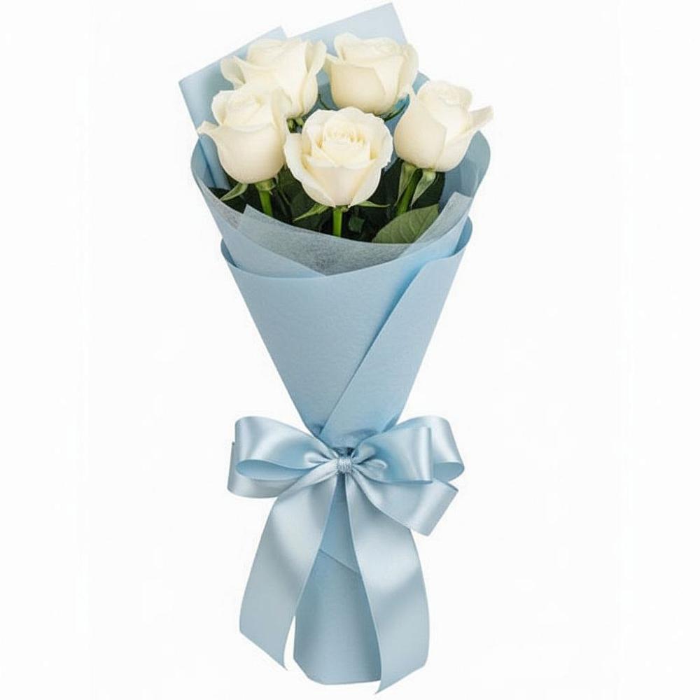 Букет 5 Белых роз Проуд в Иславское