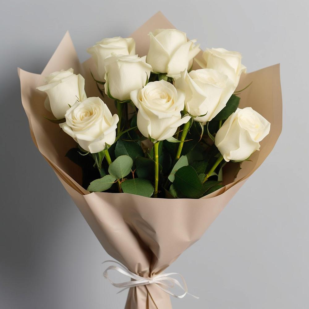 Букет 9 Белых роз Эдлесс Лав в Иславское