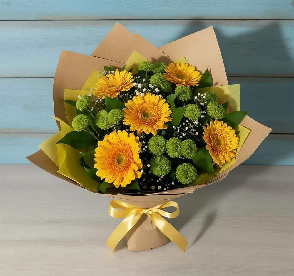 Букет цветов из: Герберы и Хризантемы в Иславское