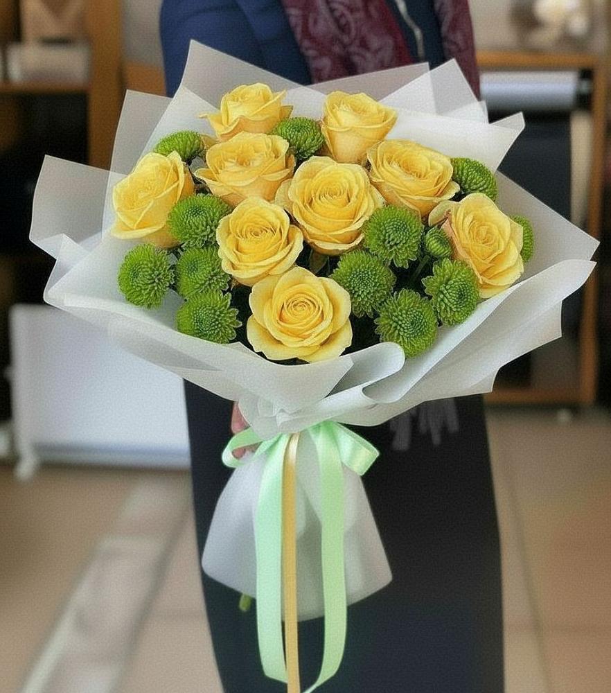Букет цветов из: Хризантемы и Розы в Иславское