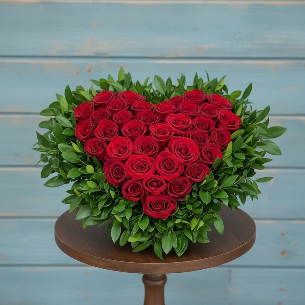 Цветочная композиция из Розы в виде сердца в Иславское