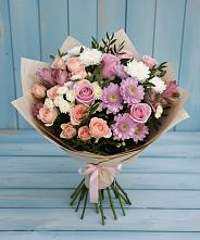 Букет цветов из:  Хризантемы, Розы и Альстромерии в Иславское