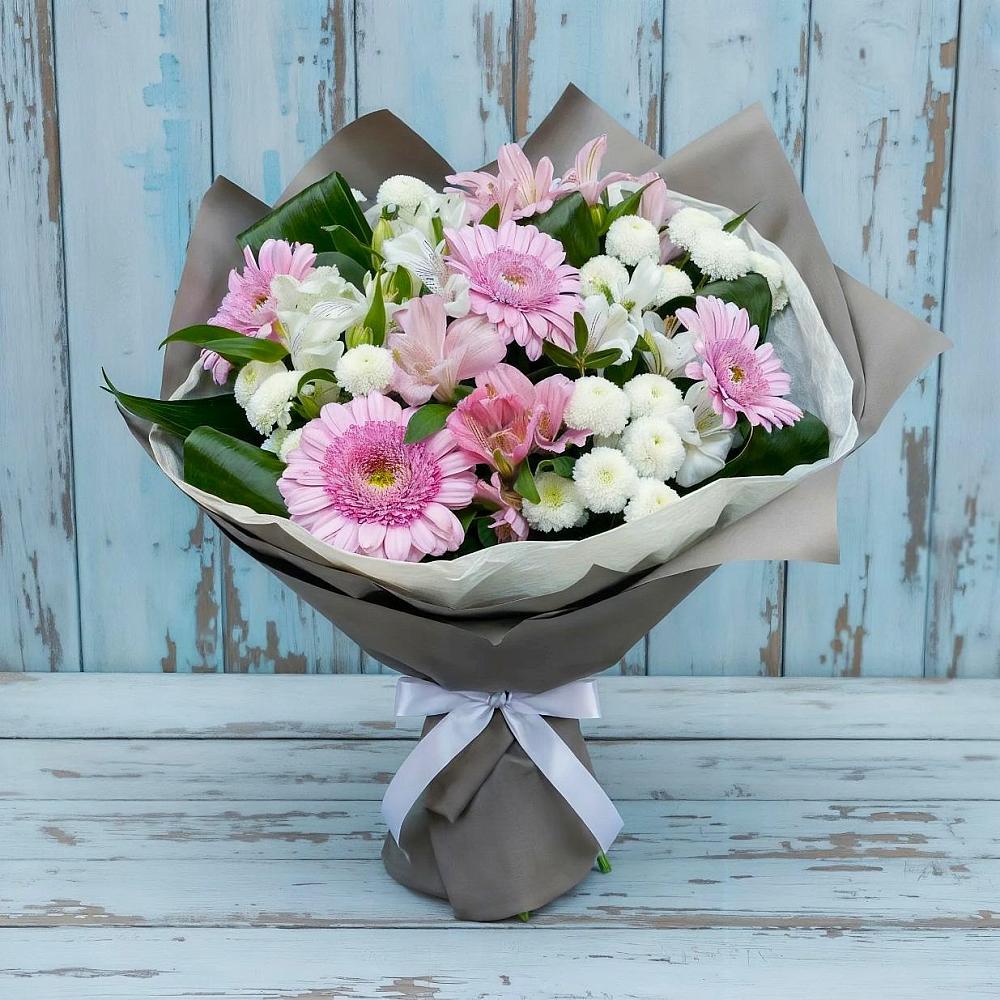 Букет цветов из: Герберы, Альстромерии и Хризантемы в Иславское