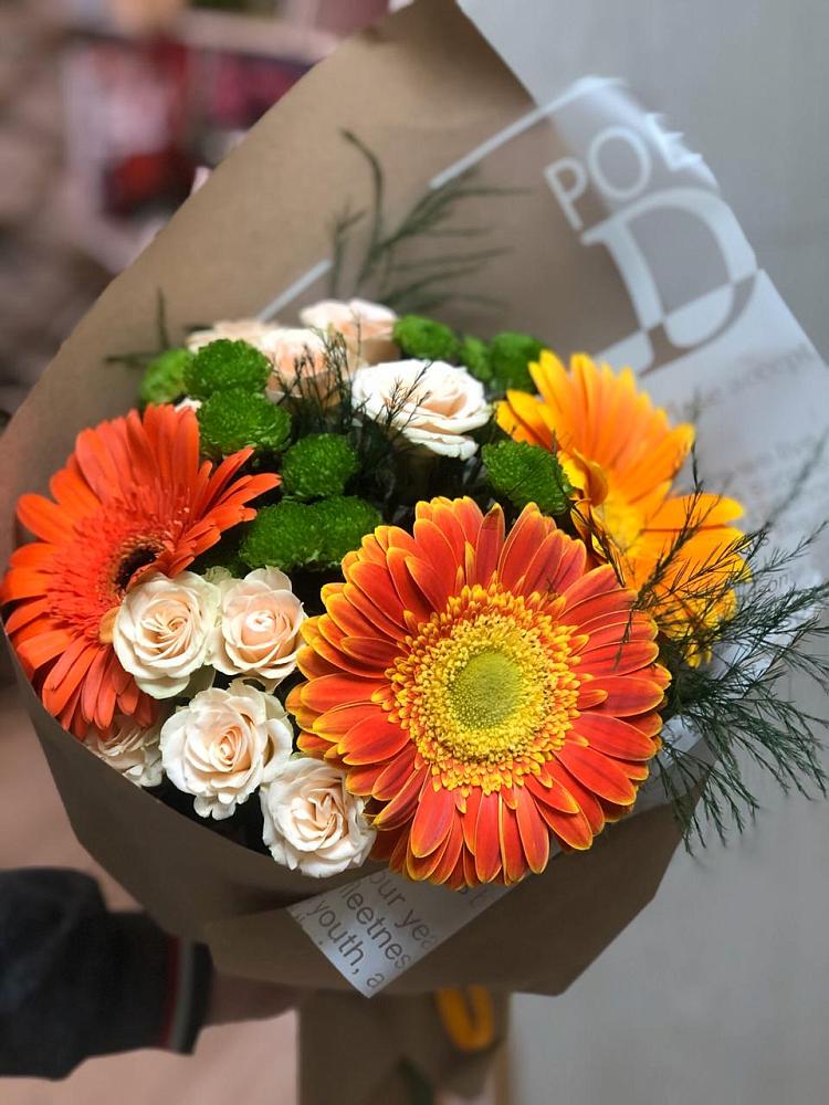 Букет цветов из: Герберы, Хризантемы и Розы в Иславское